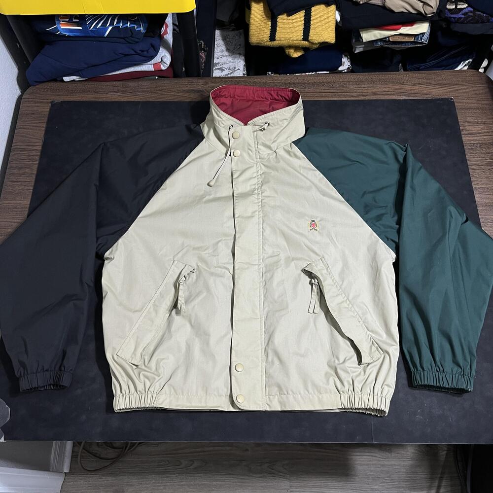 Vintage Tommy Hilfiger Harrington Jacket 90s Colorblock Windbreaker Made USA 90s